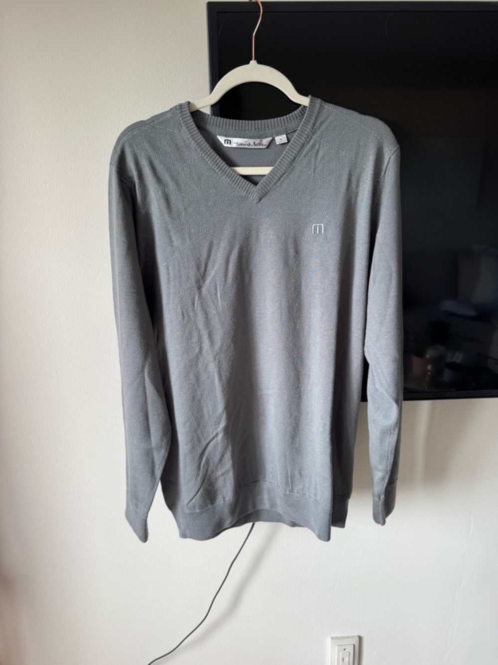 Travis Mathew Men's V-Neck Sweater in Gray